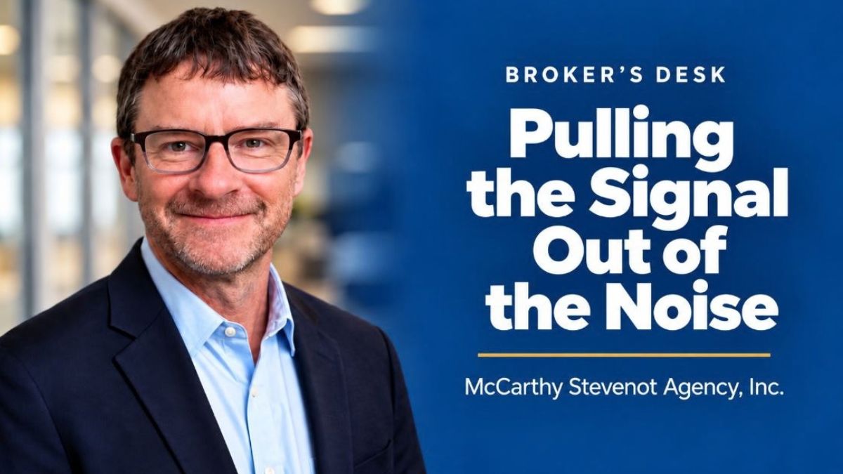 Ted Stevenot featured in a Broker’s Desk graphic about simplifying health insurance renewals by pulling the signal out of the noise