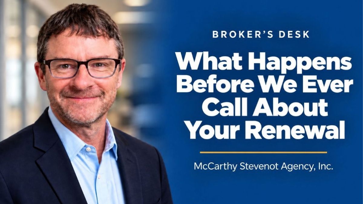 Ted Stevenot featured in a Broker’s Desk graphic about what happens before an employer is contacted about a health insurance renewal