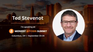 Ted Stevenot speaker card for a discussion of insurance and inflation at the Midwest Bitcoin Summit 2026
