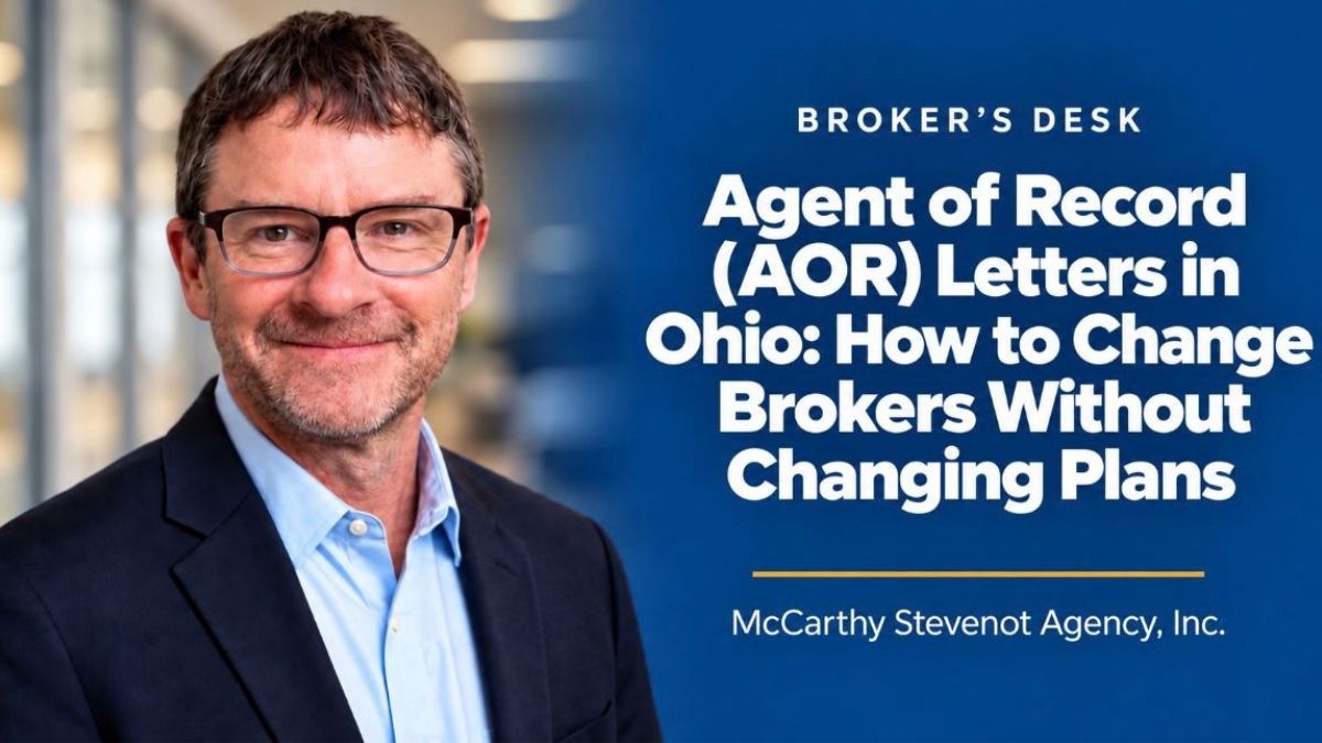 Ted Stevenot featured in a Broker’s Desk graphic about using an Agent of Record letter to change health insurance brokers in Ohio without changing plans